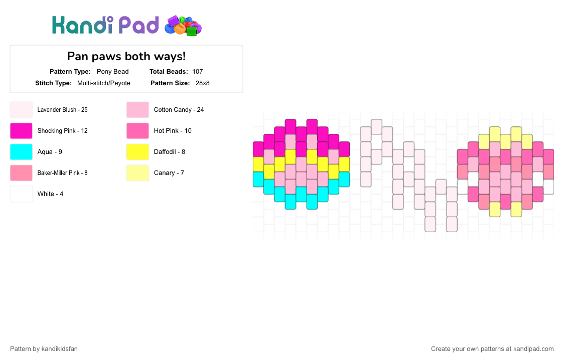 Pan paws both ways! - Pony Bead Pattern by kandikidsfan on Kandi Pad - 