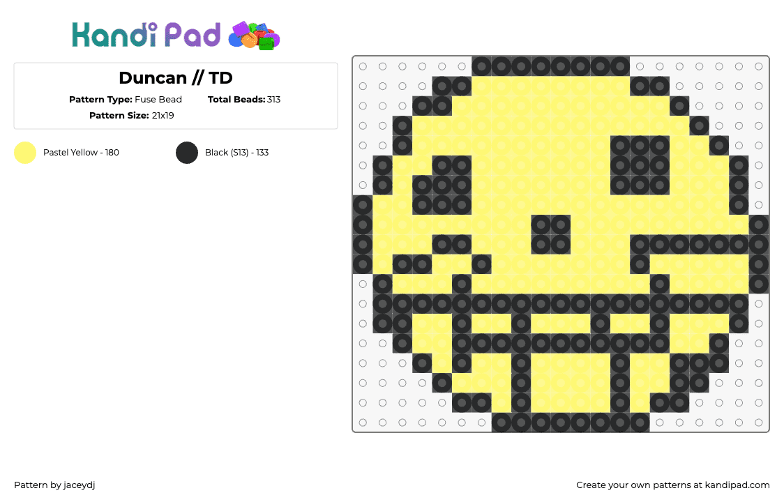 Duncan // TD - Fuse Bead Pattern by jaceydj on Kandi Pad - duncan,total drama,smiley,shirt,cartoon,tv show,yellow