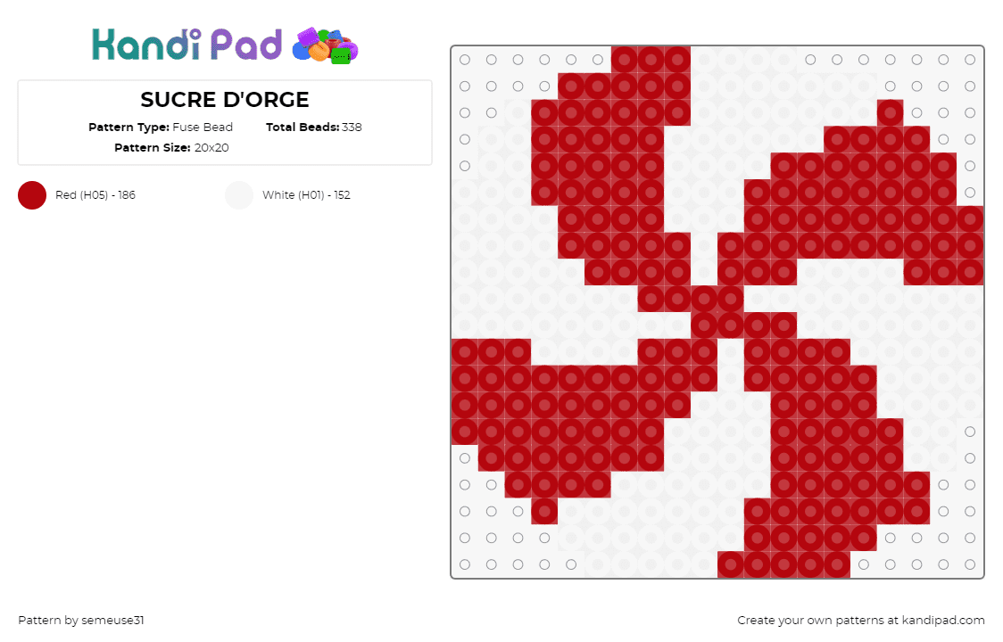 SUCRE D\'ORGE - Fuse Bead Pattern by semeuse31 on Kandi Pad - peppermint,candy,christmas,swirl,classic,red,white