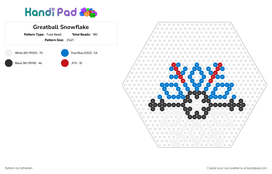 Greatball Snowflake - Fuse Bead Pattern by lottiedah on Kandi Pad - blue, christmas, pokeball, pokemon, snowflake