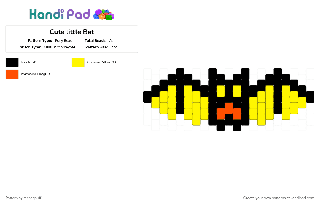 Cute little Bat - Pony Bead Pattern by reesespuff on Kandi Pad - 