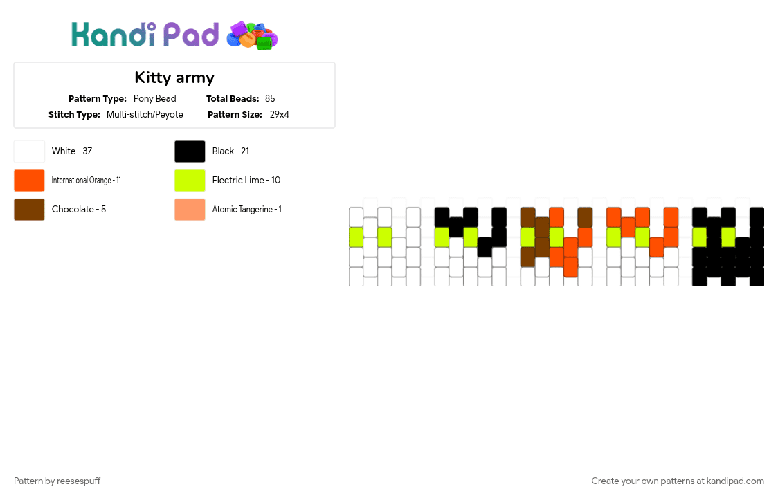 Kitty Background Patterns Kitty army Pony Bead Pattern - Kandi Pad | Kandi Patterns, Fuse Bead ...