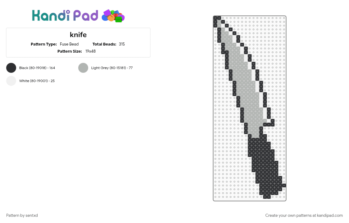 knife - Fuse Bead Pattern by sentxd on Kandi Pad - beige, gore, hairclip, object, trinket