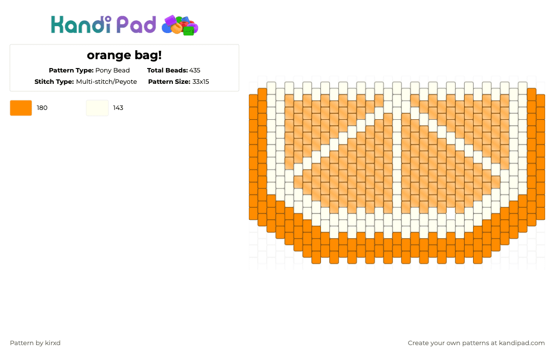 orange slice! - Pony Bead Pattern by nobxd on Kandi Pad - orange, white