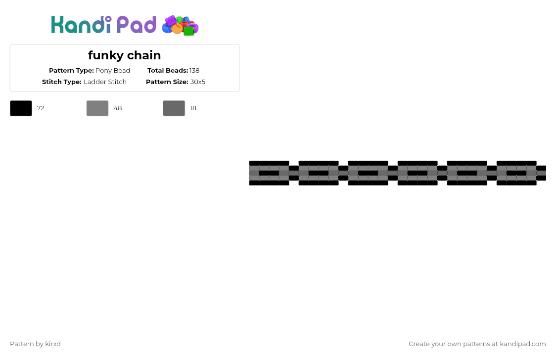 funky chain - Pony Bead Pattern by sentxd on Kandi Pad - black, gray