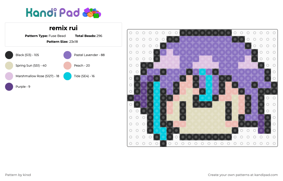 Remix rui Fuse Bead Pattern - Kandi Pad | Kandi Patterns, Fuse Bead ...