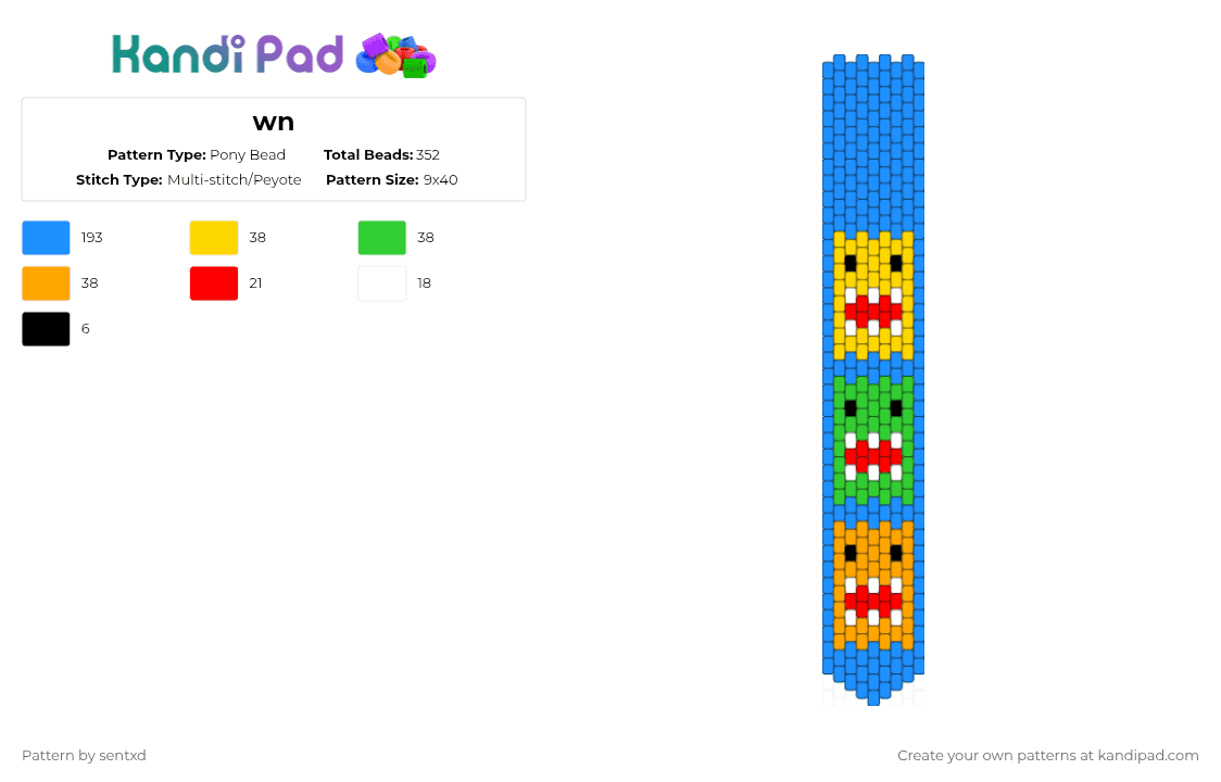 domo-kun tie! - Pony Bead Pattern by sentxd on Kandi Pad - light blue,clothing,scene