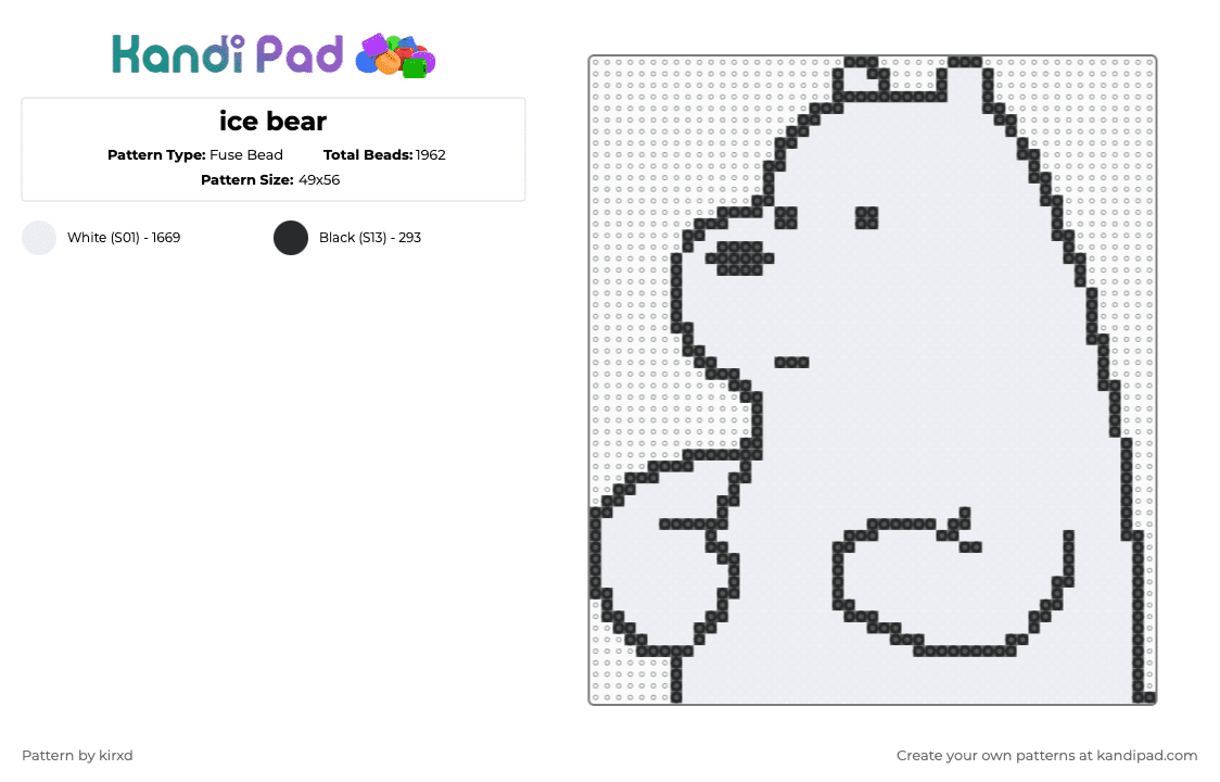 ice bear - Fuse Bead Pattern by sentxd on Kandi Pad - white
