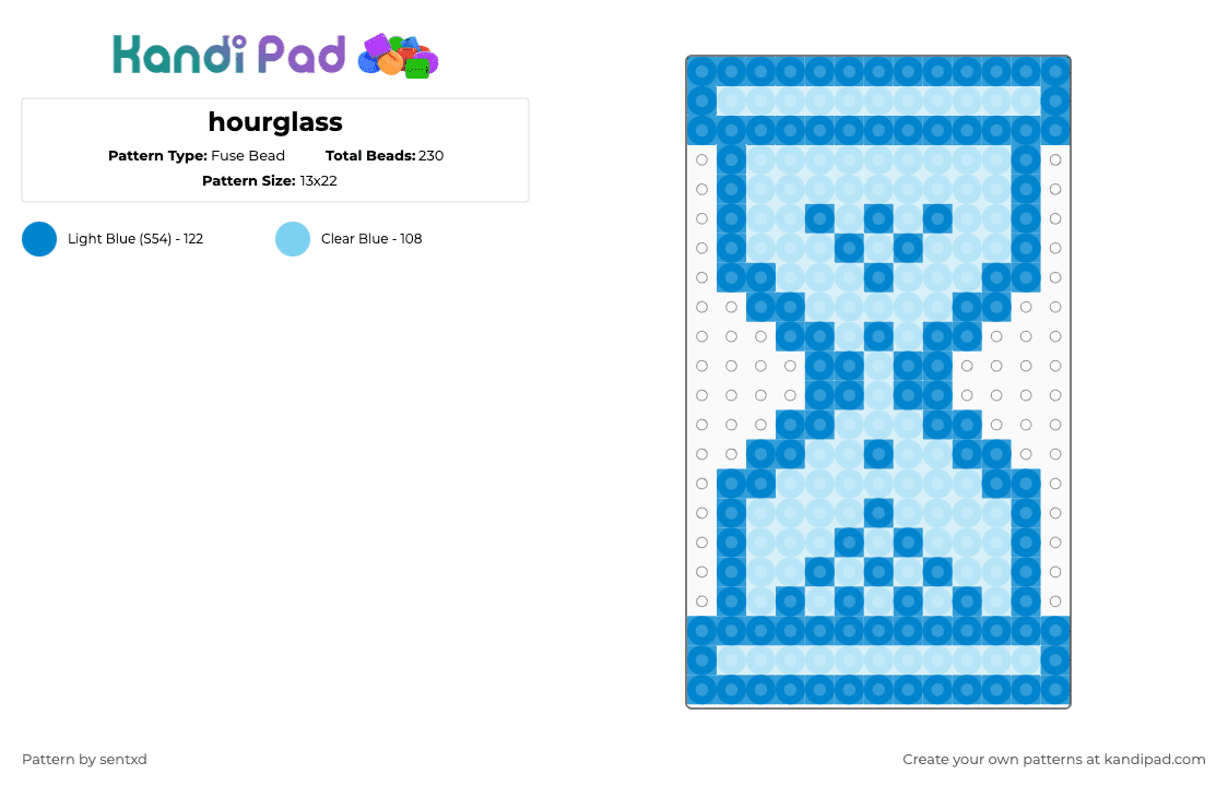 hourglass - Fuse Bead Pattern by sentxd on Kandi Pad - blue,light blue,simple