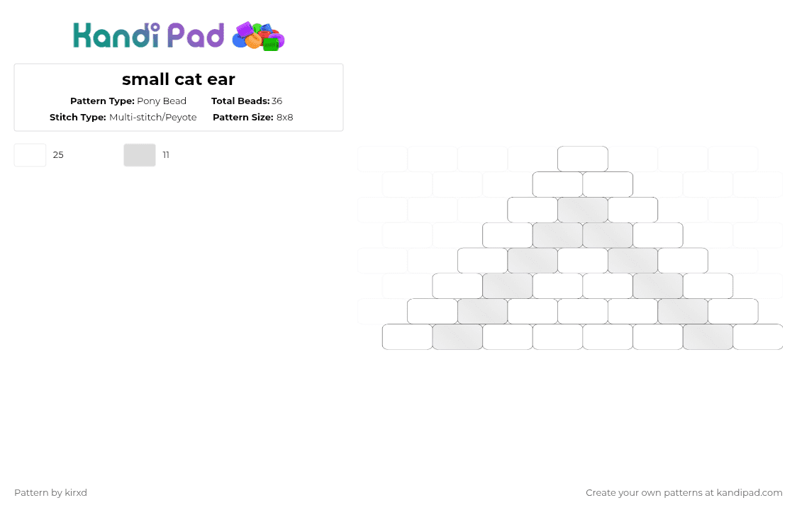 small pet ear - Pony Bead Pattern by sentxd on Kandi Pad - white
