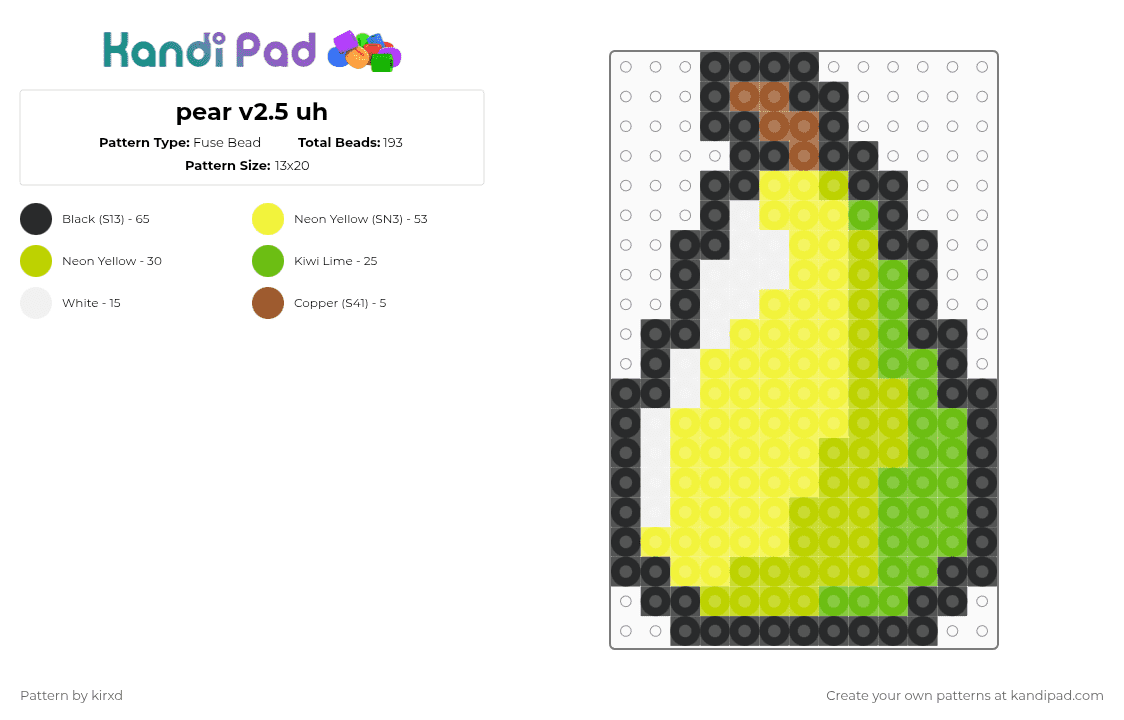 pear v2.5 uh - Fuse Bead Pattern by sentxd on Kandi Pad - yellow,green