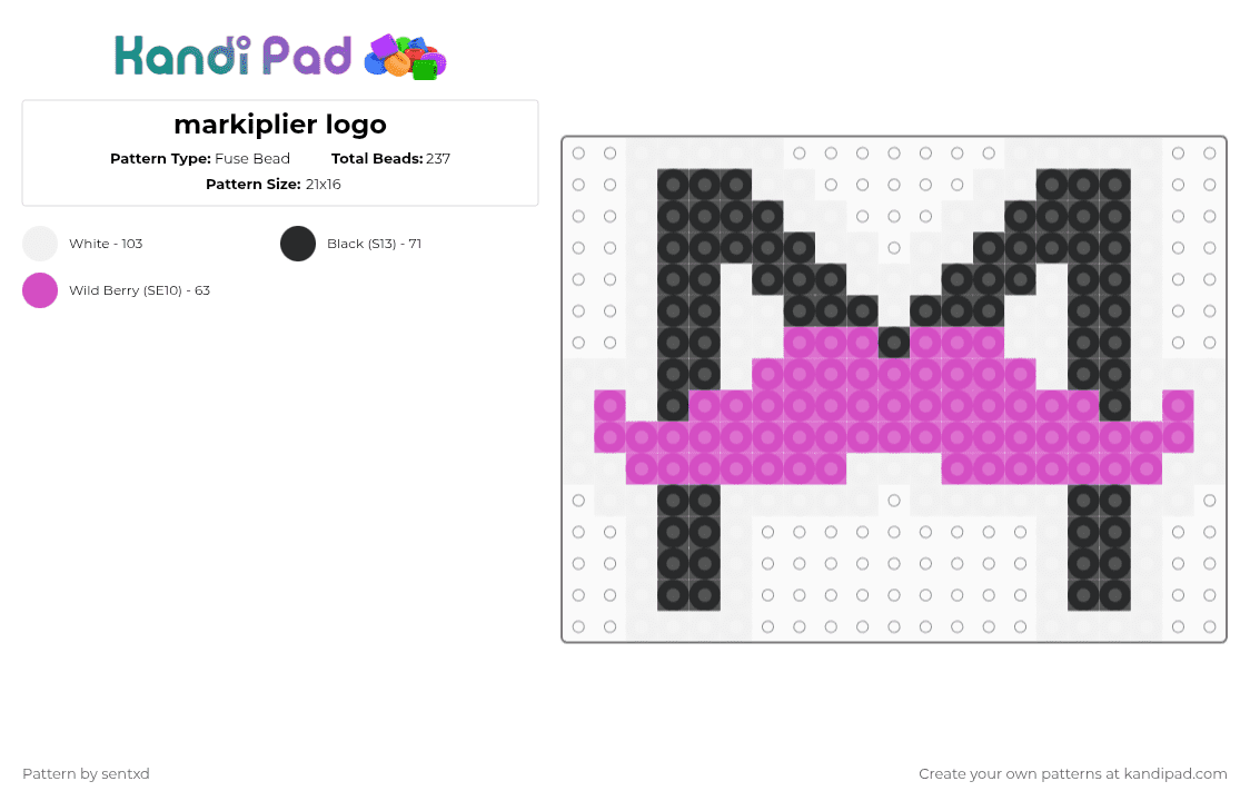 markiplier logo - Fuse Bead Pattern by sentxd on Kandi Pad - pink,white,youtube,gaming