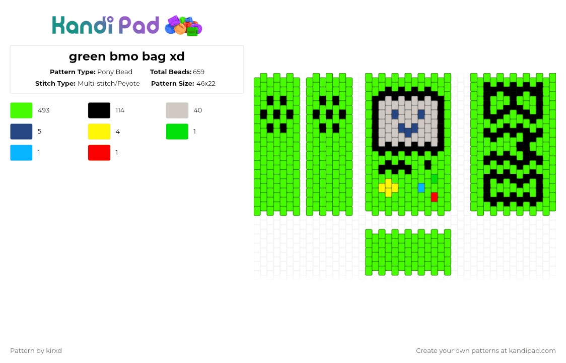 green bmo bag xd - Pony Bead Pattern by sentxd on Kandi Pad - green