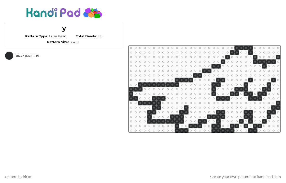 y - Fuse Bead Pattern by sentxd on Kandi Pad - 