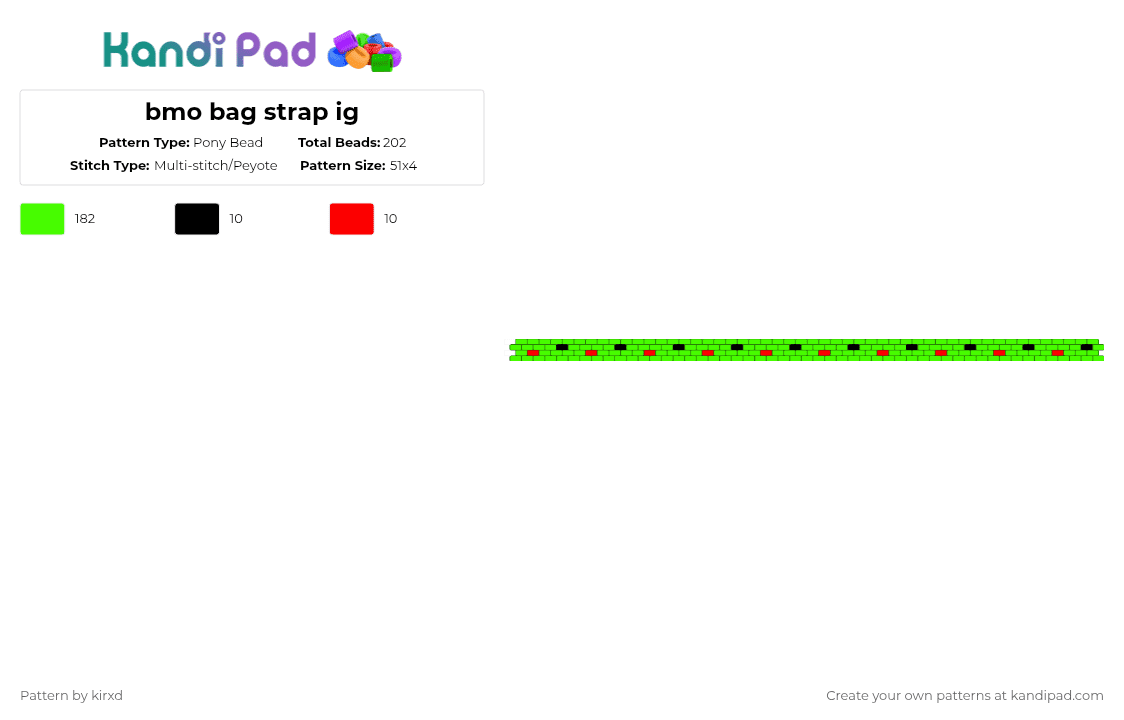bmo bag strap ig - Pony Bead Pattern by sentxd on Kandi Pad - green