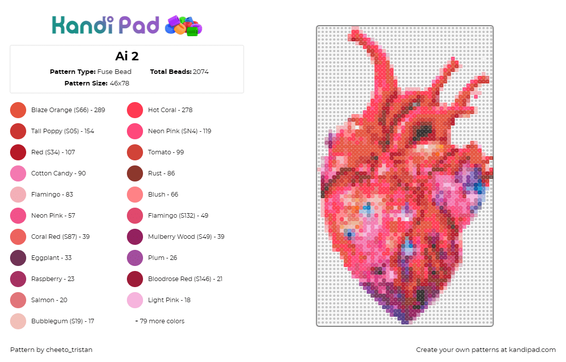 Ai 2 - Fuse Bead Pattern by cheeto_tristan on Kandi Pad - heart,anatomy,human,detailed,rich hues,passionate,science,art