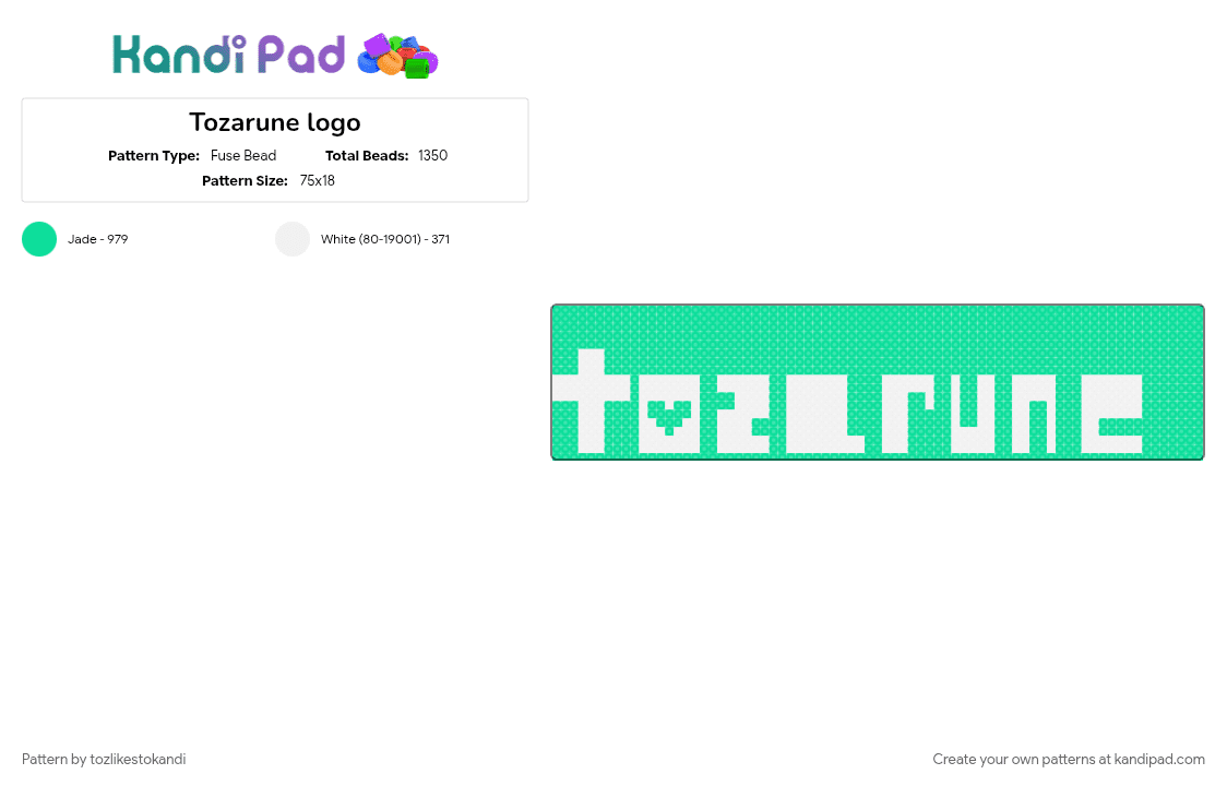 Tozarune logo - Fuse Bead Pattern by tozlikestokandi on Kandi Pad - 
