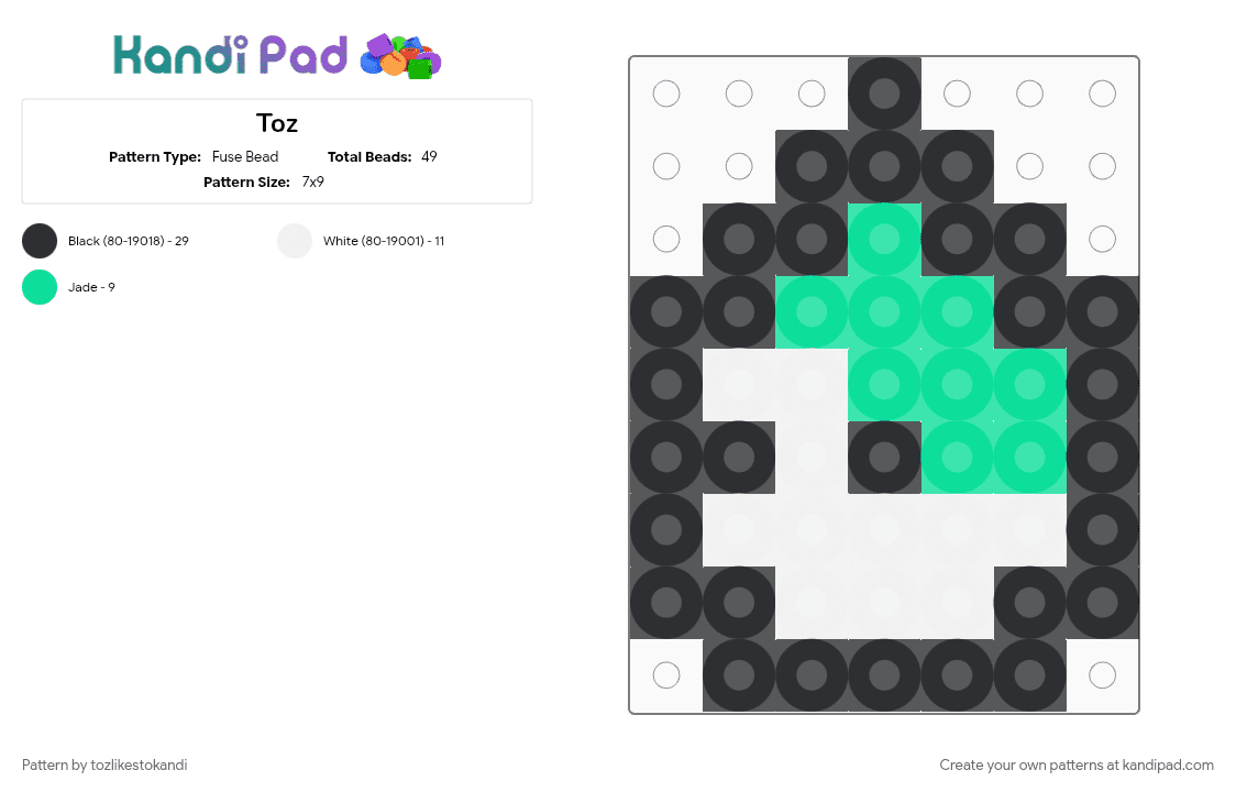 Toz - Fuse Bead Pattern by tozlikestokandi on Kandi Pad - adorable, teal, white