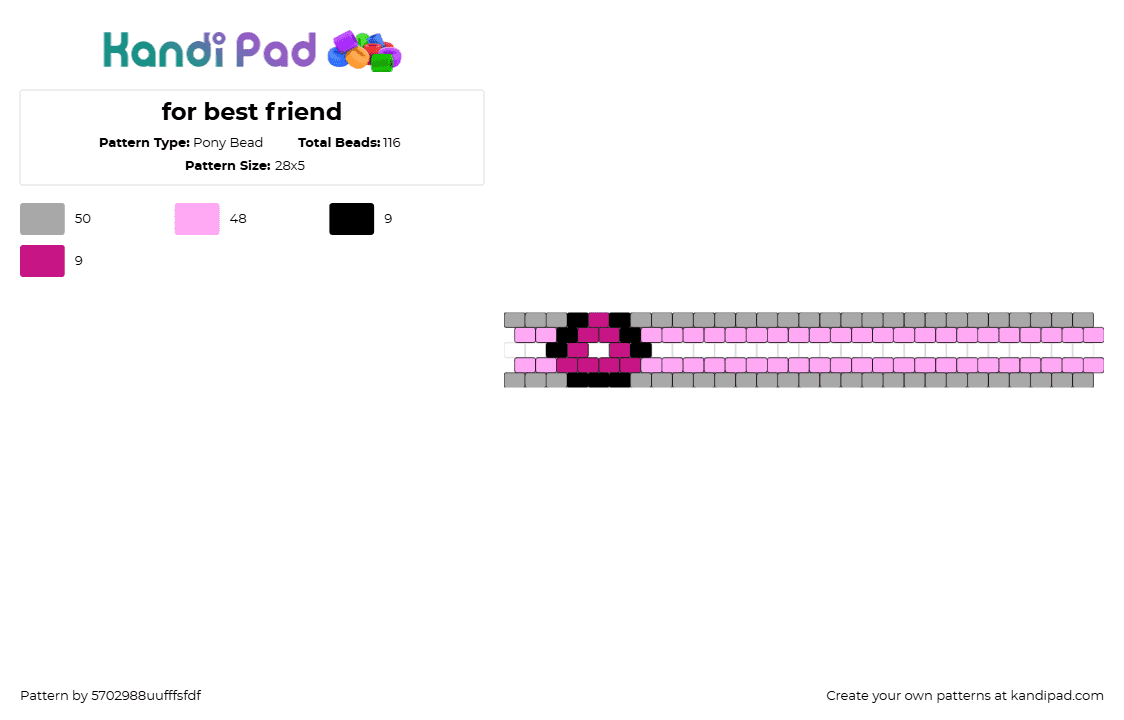 for best friend - Pony Bead Pattern by v01d_dut on Kandi Pad - therian,demigirl,pride,bracelet,cuff,gray,pink