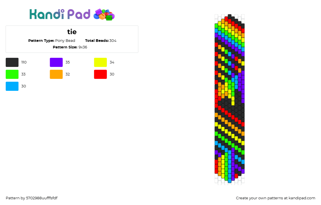 tie - Pony Bead Pattern by v01d_dut on Kandi Pad - rainbow,necktie,tie,clothing,colorful,black