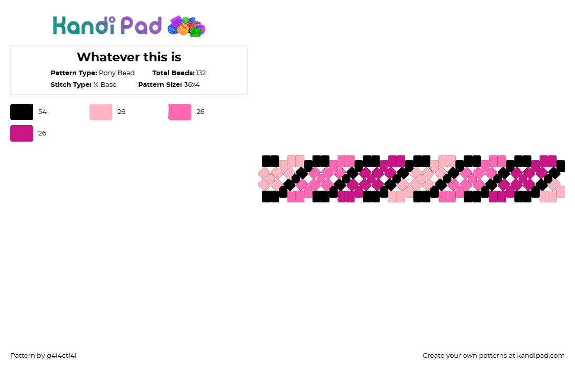Whatever this is - Pony Bead Pattern by deleted_user_71482 on Kandi Pad - black,pink,scene,cuff,neon