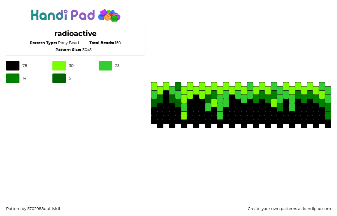 radioactive - Pony Bead Pattern by v01d_dut on Kandi Pad - slime,radioactive,poison,melting,drippy,dark,cuff,neon,glow,green,black