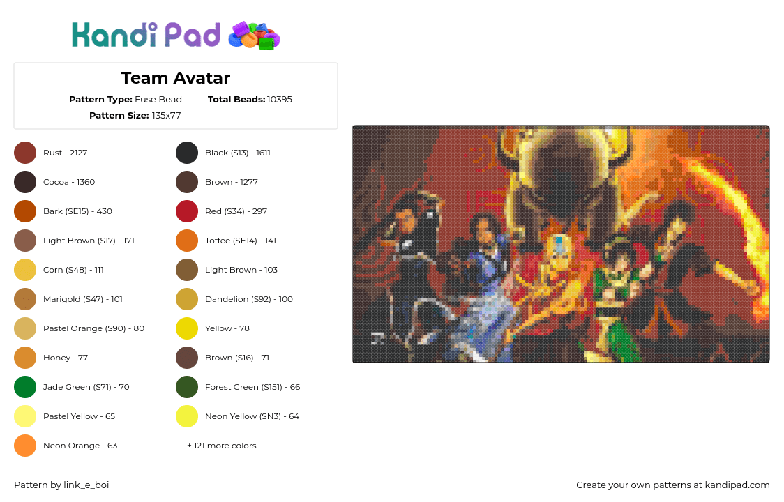 Team Avatar - Fuse Bead Pattern by link_e_boi on Kandi Pad - avatar,sign,anime,tv show,orange