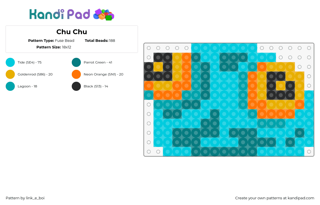 Chu Chu - Fuse Bead Pattern by link_e_boi on Kandi Pad - chuchu,legend of zelda,eyes,blob,video game,teal,orange