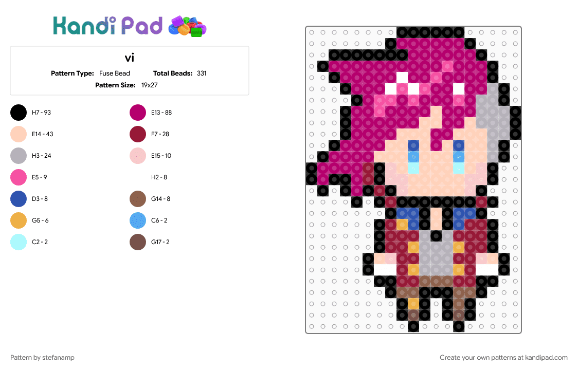 vi - Fuse Bead Pattern by stefanamp on Kandi Pad - beige, pink, red