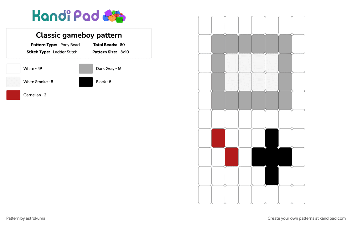Classic gameboy pattern - Pony Bead Pattern by astrokuma on Kandi Pad - 