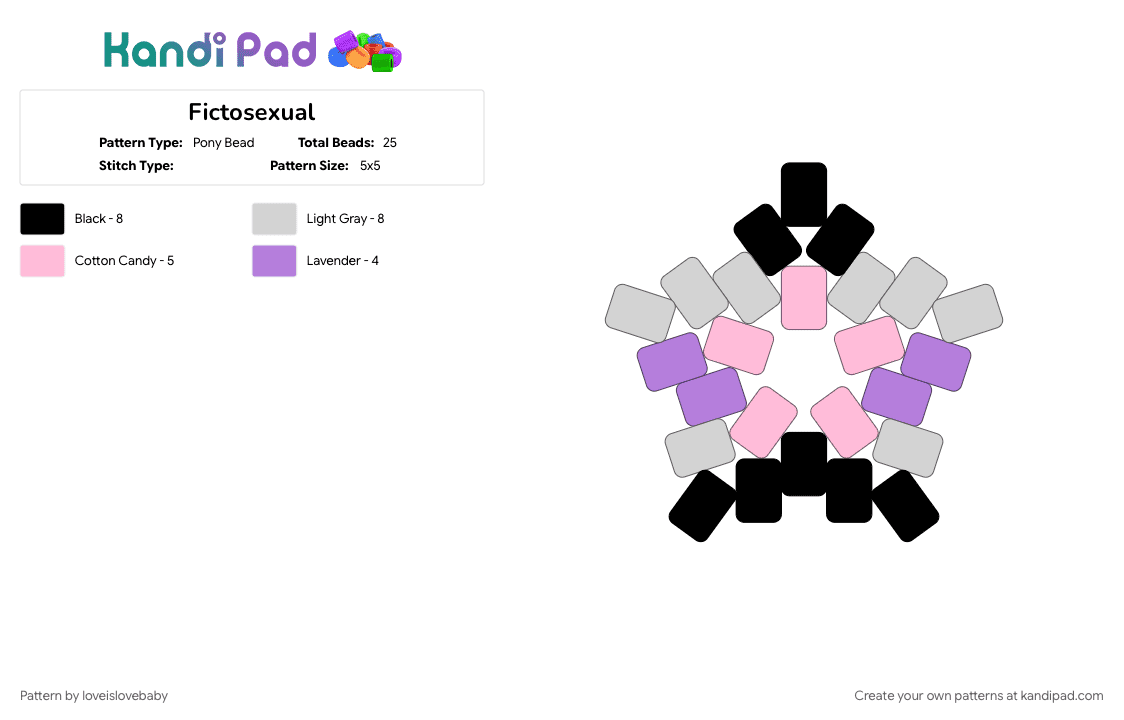 Fictosexual - Pony Bead Pattern by loveislovebaby on Kandi Pad - 