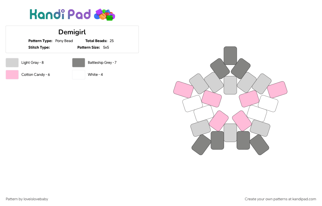 Demigirl - Pony Bead Pattern by loveislovebaby on Kandi Pad - 