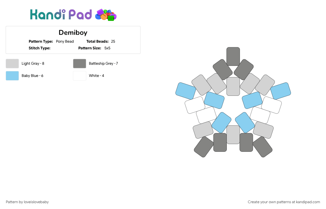 Demiboy - Pony Bead Pattern by loveislovebaby on Kandi Pad - 