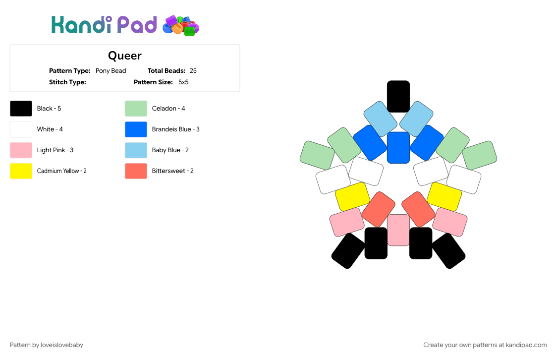 Queer - Pony Bead Pattern by loveislovebaby on Kandi Pad - 