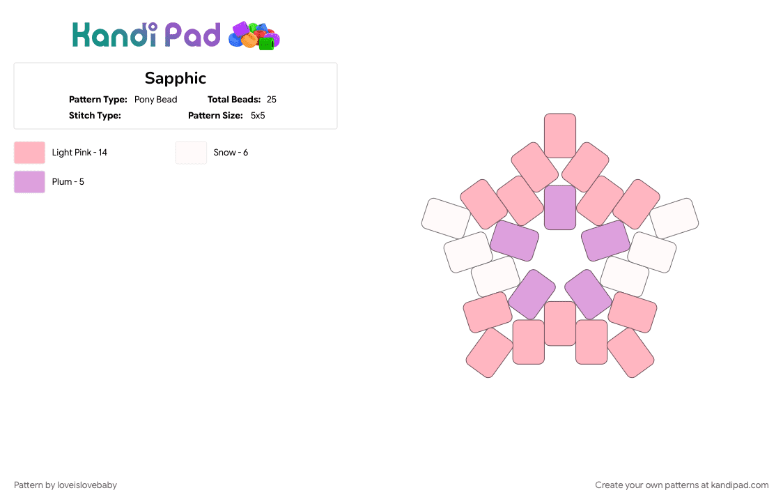 Sapphic - Pony Bead Pattern by loveislovebaby on Kandi Pad - lesbian, lgbtqia, pink, pride, sapphic, star, wlw