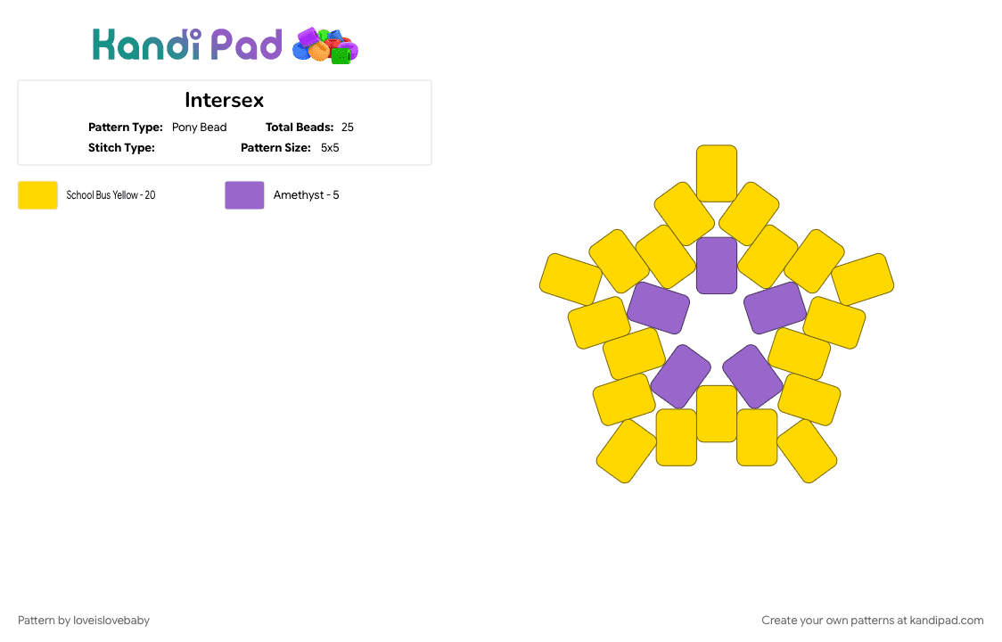 Intersex - Pony Bead Pattern by loveislovebaby on Kandi Pad - intersex, lgbtqia, pride, star, yellow