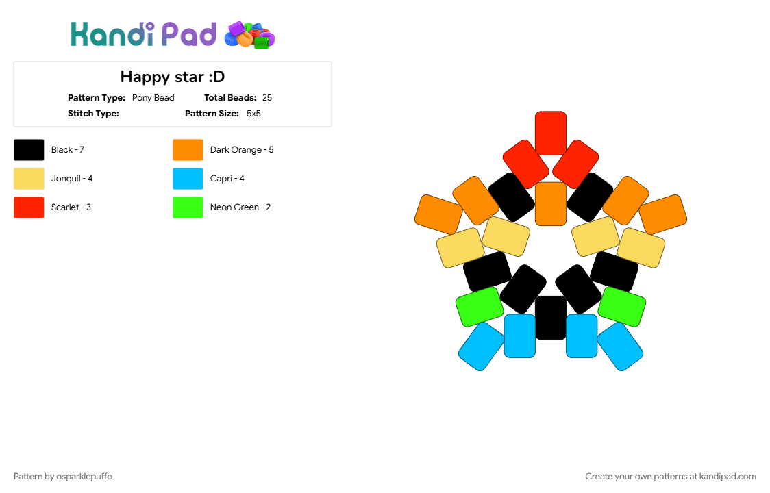 Happy star :D - Pony Bead Pattern by osparklepuffo on Kandi Pad - 