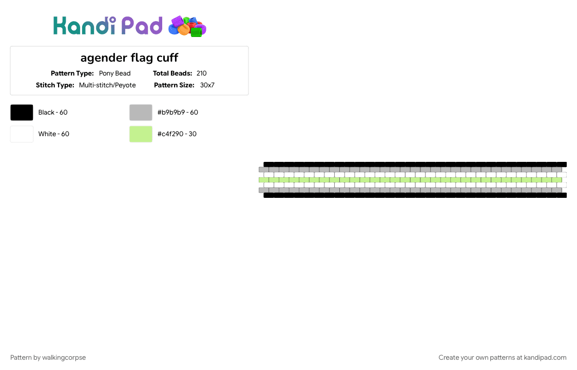 agender flag cuff - Pony Bead Pattern by walkingcorpse on Kandi Pad - 