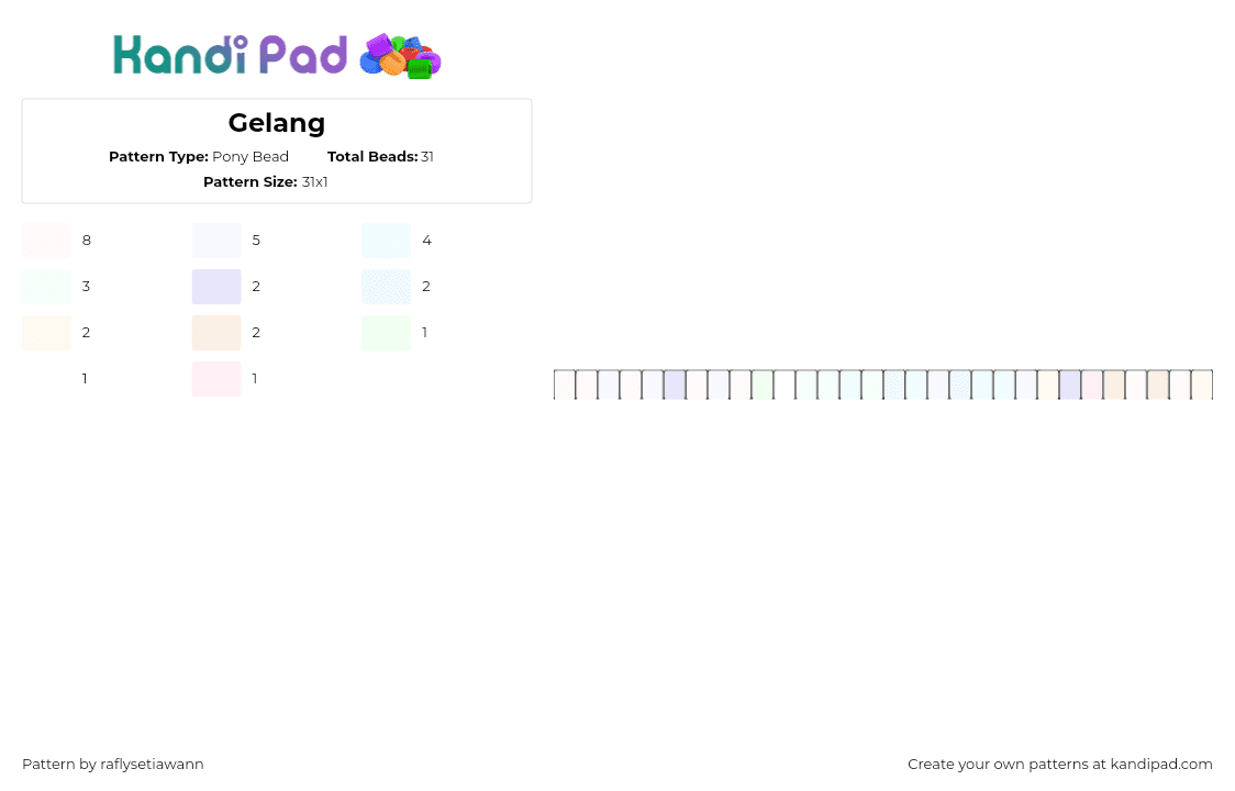 Gelang - Pony Bead Pattern by raflysetiawann on Kandi Pad - pastel,simple,single,bracelet,white
