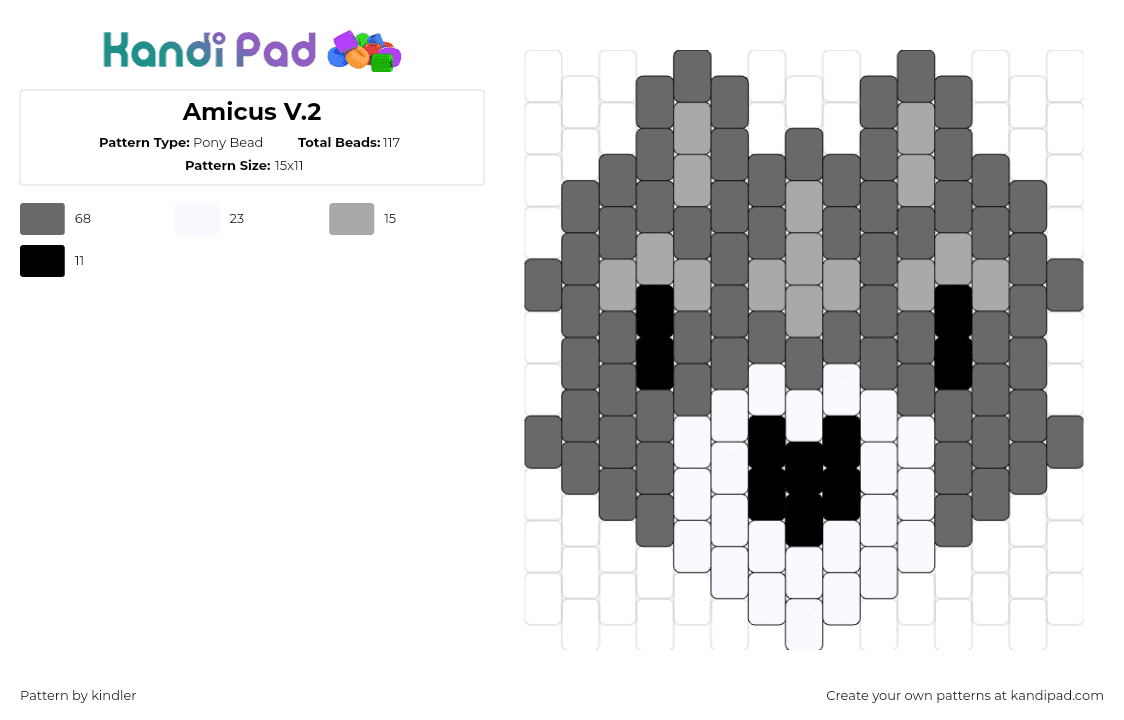 Amicus V.2 - Pony Bead Pattern by kindler on Kandi Pad - amicus,adastra,wolf,character,furry,animal,echo project,story,scifi,gray