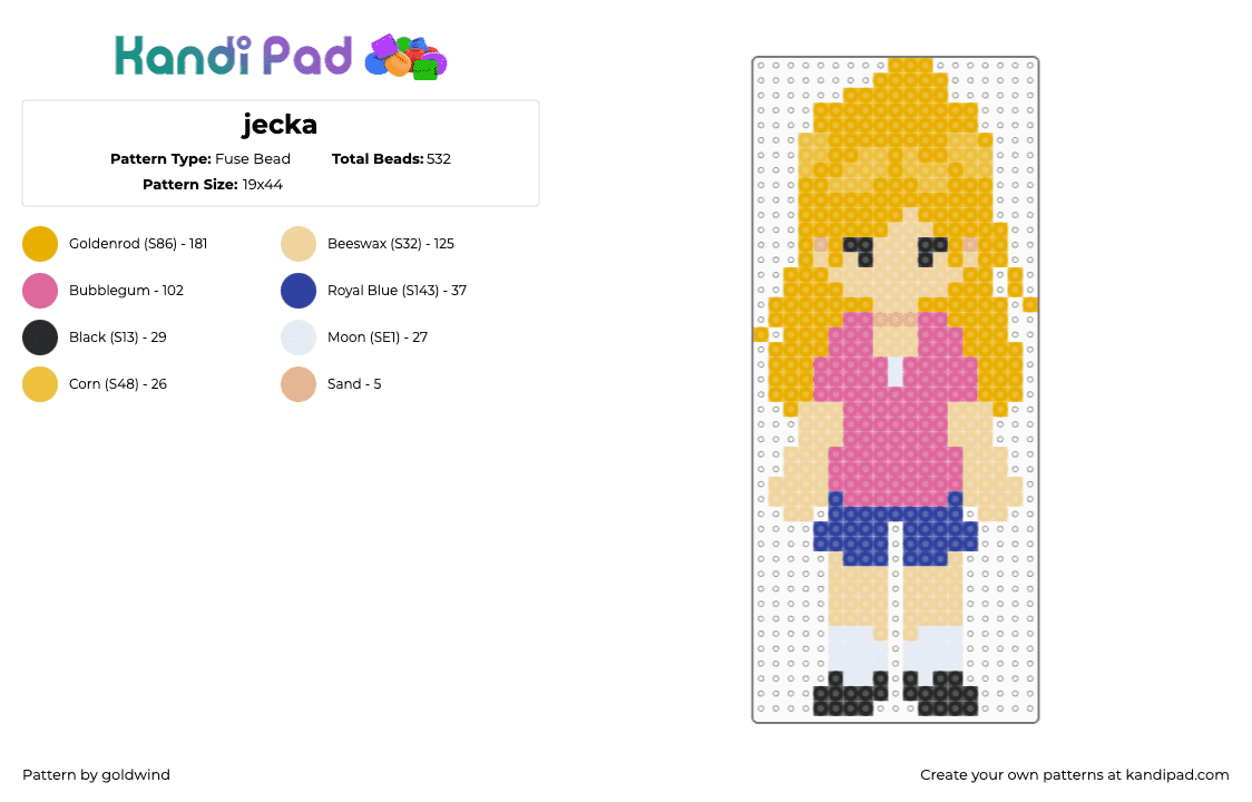 jecka - Fuse Bead Pattern by goldwind on Kandi Pad - orange,beige,pink,class of 09