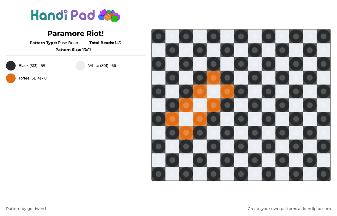 Paramore Riot! - Fuse Bead Pattern by goldwind on Kandi Pad - white,paramore,music,riot,band,album,song