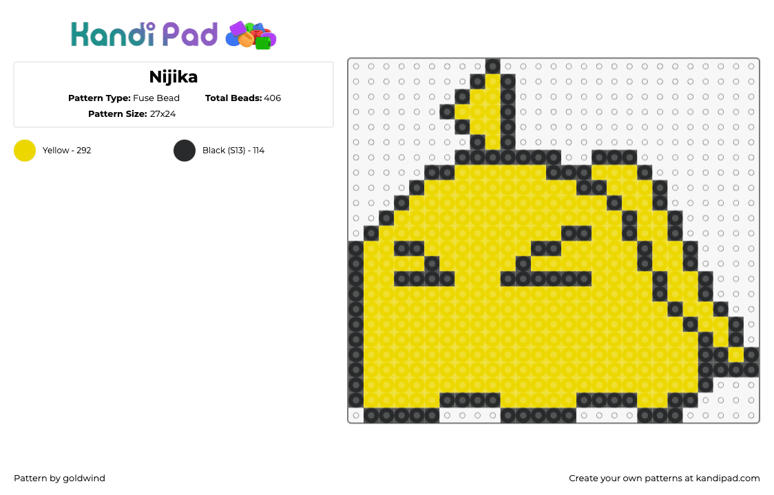 Bocchi the rock Nijika - Fuse Bead Pattern by goldwind on Kandi Pad - nijika,bocchi the rock,character,manga,comic,yellow