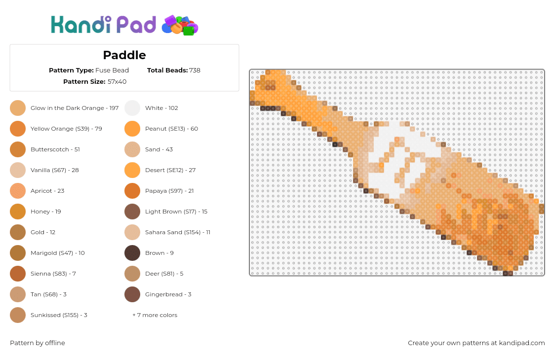 Paddle - Fuse Bead Pattern by offline on Kandi Pad - paddle,board,wood,oar,bdsm,tan,orange