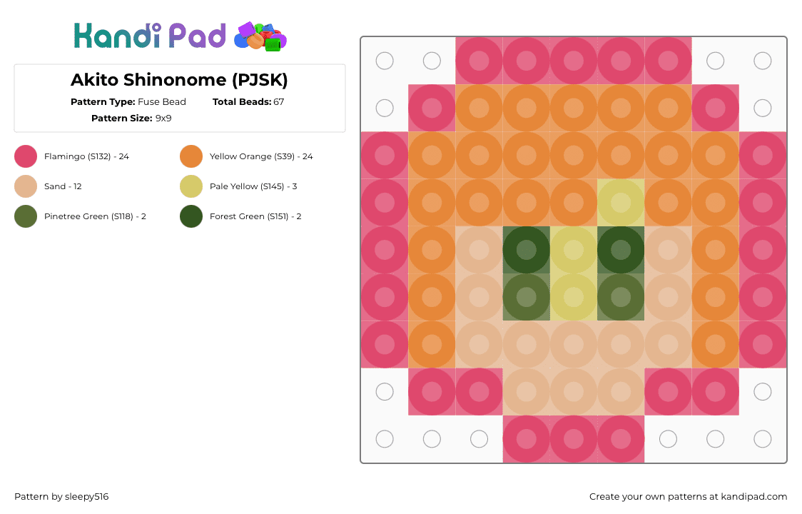 Akito Shinonome (PJSK) - Fuse Bead Pattern by sleepy516 on Kandi Pad - red,orange,pjsk,project sekai,akito