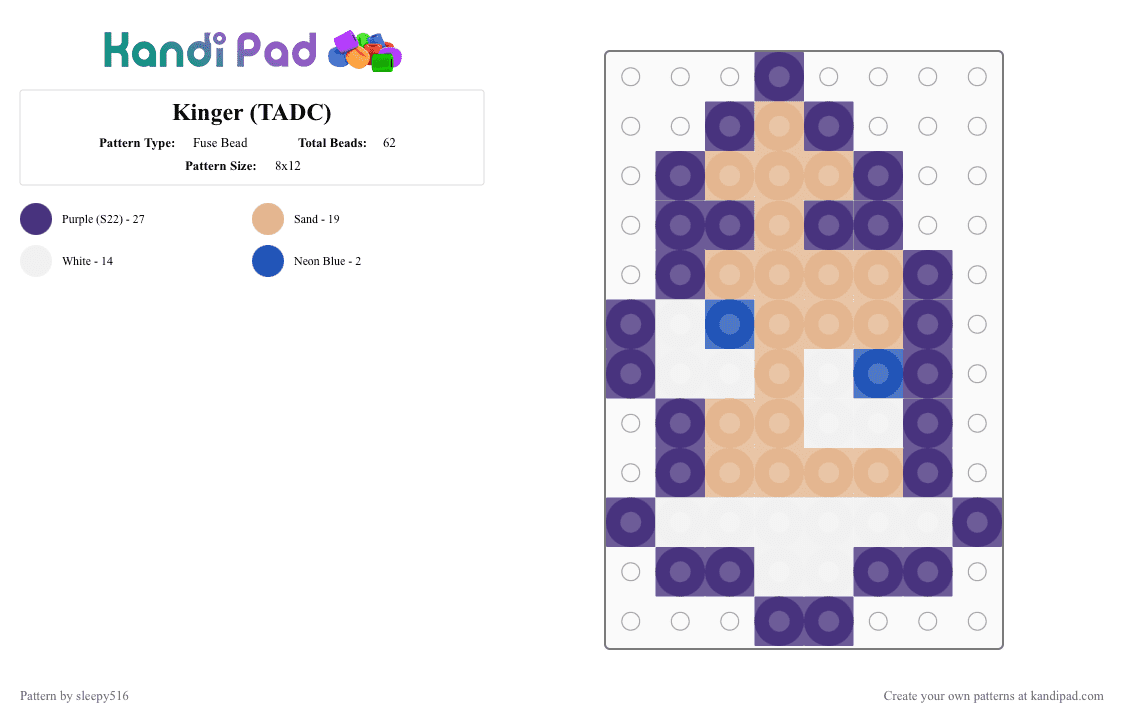Kinger (TADC) - Fuse Bead Pattern by sleepy516 on Kandi Pad - beige,purple,the amazing digital circus,kinger,king,chess,tadc