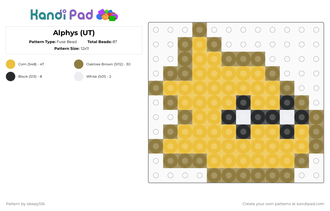 Alphys (UT) - Fuse Bead Pattern by sleepy516 on Kandi Pad - gold,yellow