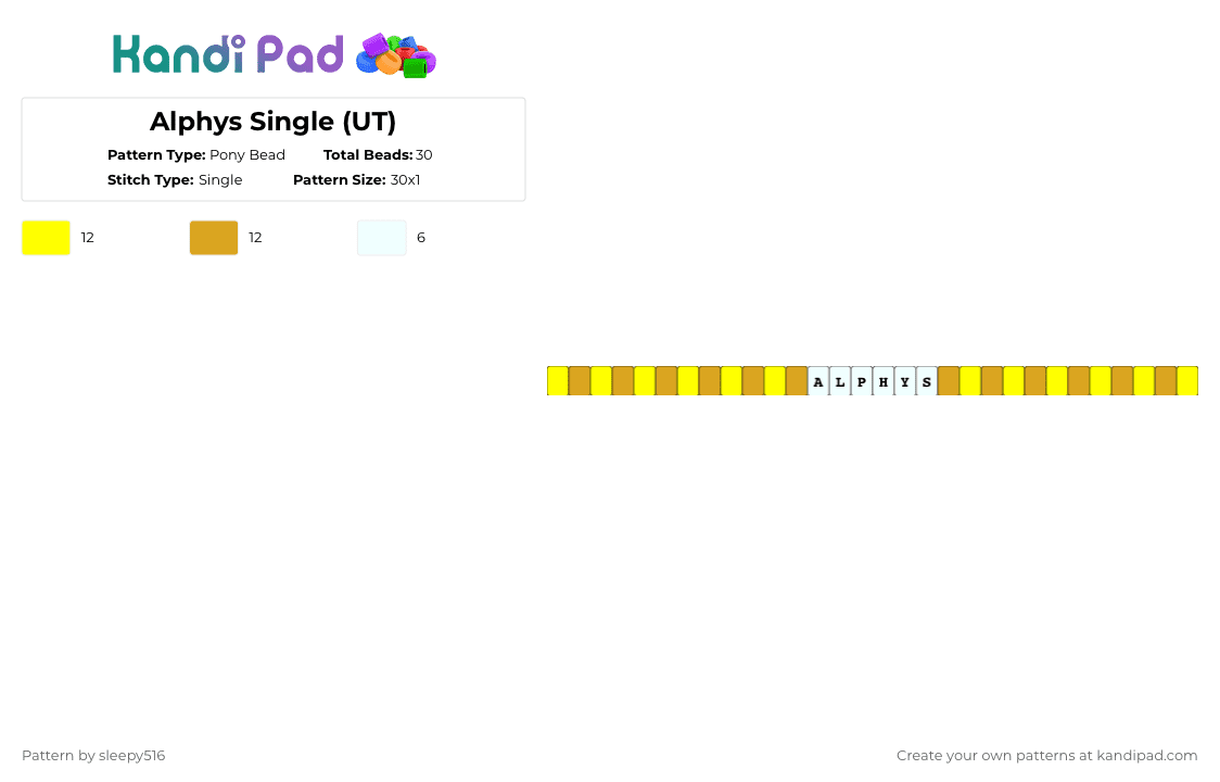 Alphys Single (UT) - Pony Bead Pattern by sleepy516 on Kandi Pad - yellow,orange,undertale