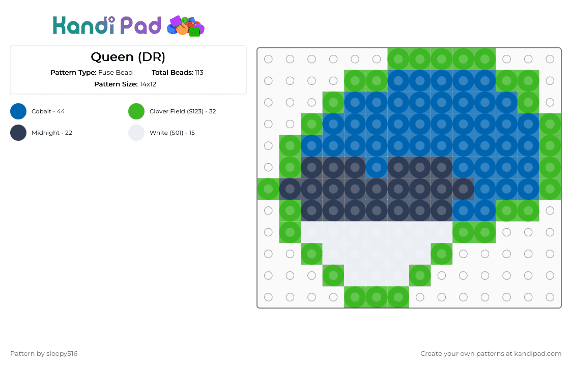 Queen (DR) - Fuse Bead Pattern by sleepy516 on Kandi Pad - green,blue,queen,deltarune,queen deltarune