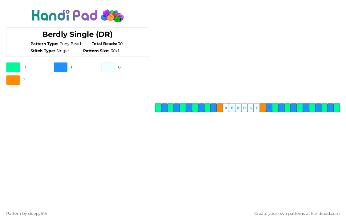 Berdly Single (DR) - Pony Bead Pattern by sleepy516 on Kandi Pad - teal,light blue,deltarune